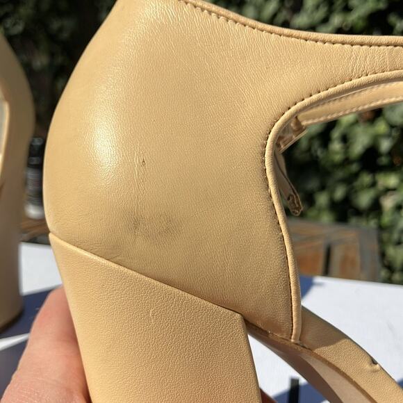 New Franco Sarto Dima Beige Leather Block Heel Sandals F885 chunky spring church - Picture 11 of 11